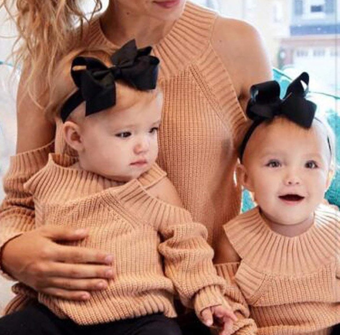 Matching Mommy and Me Peach Sweaters - sweater