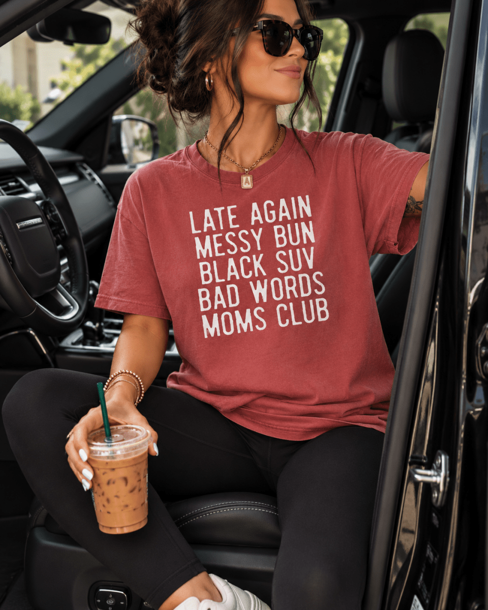 Messy Bun Black SUV Mom Shirt | The Bevel Label | T-Shirt | Messy Bun Black SUV Mom Shirt | The Bevel Label