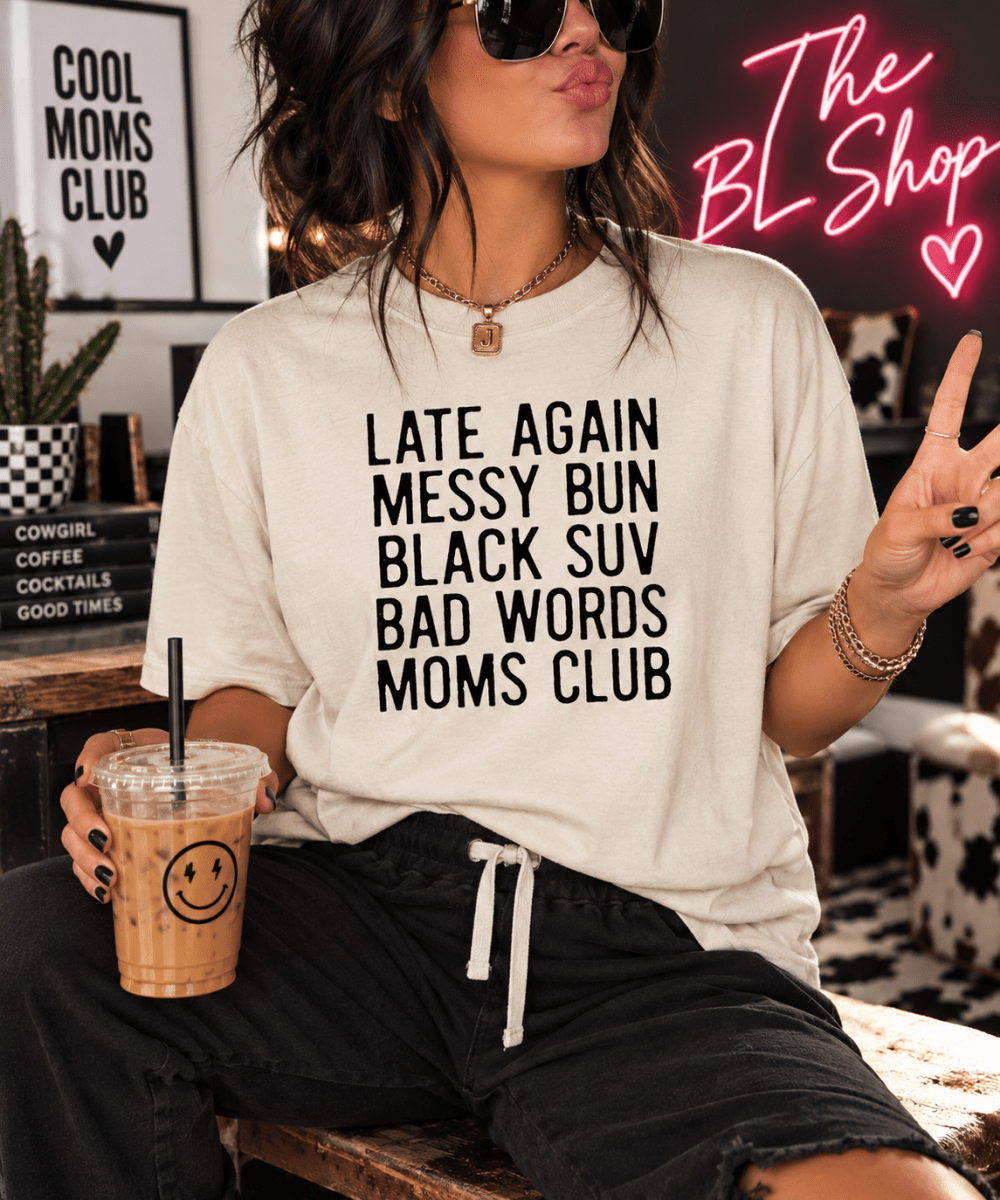 Messy Bun Black SUV Mom Shirt | The Bevel Label | T-Shirt | Messy Bun Black SUV Mom Shirt | The Bevel Label