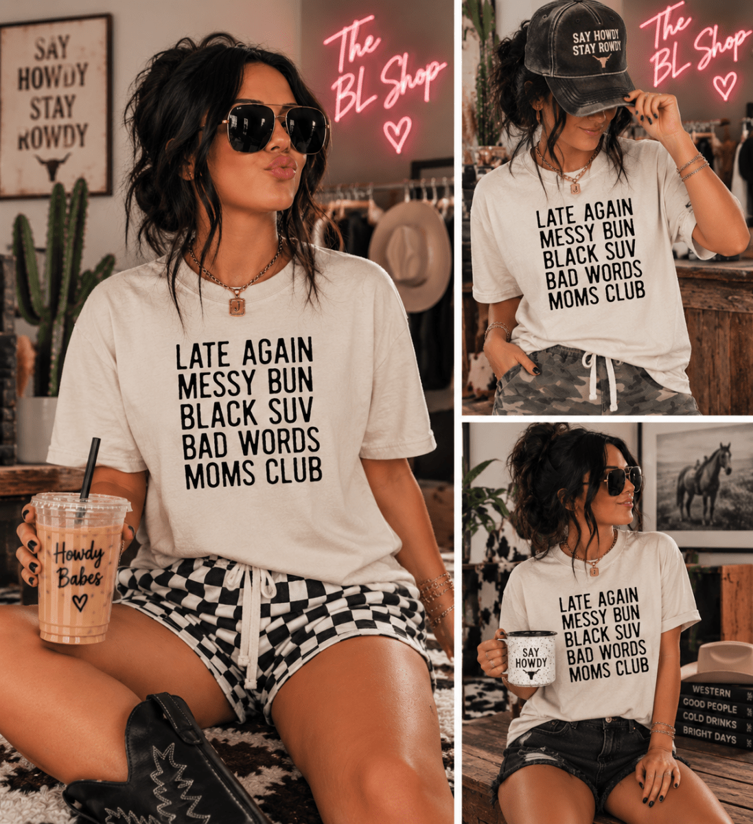 Messy Bun Black SUV Mom Shirt | The Bevel Label | T-Shirt | Messy Bun Black SUV Mom Shirt | The Bevel Label