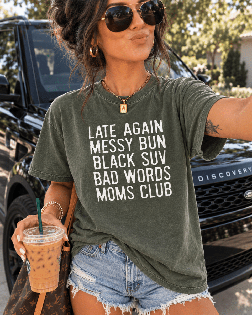 Messy Bun Black SUV Mom Shirt | The Bevel Label | T-Shirt | Messy Bun Black SUV Mom Shirt | The Bevel Label