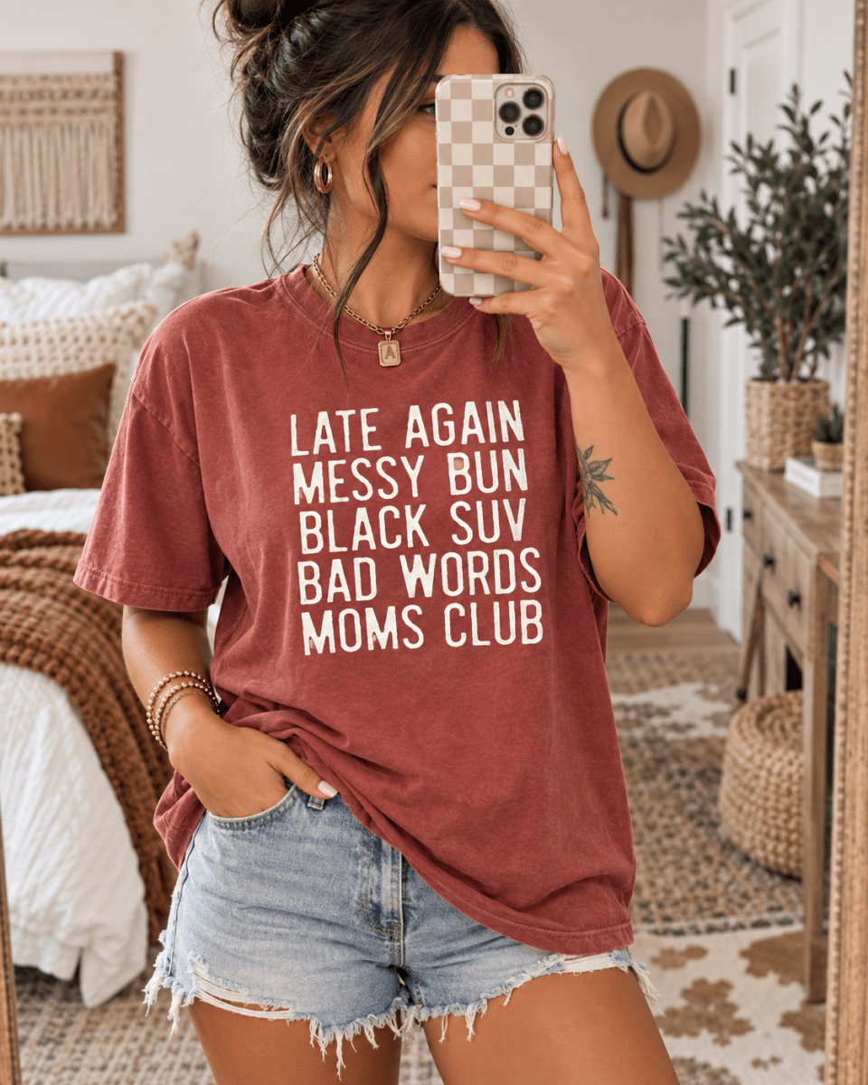 Messy Bun Black SUV Mom Shirt | The Bevel Label | T-Shirt | Messy Bun Black SUV Mom Shirt | The Bevel Label