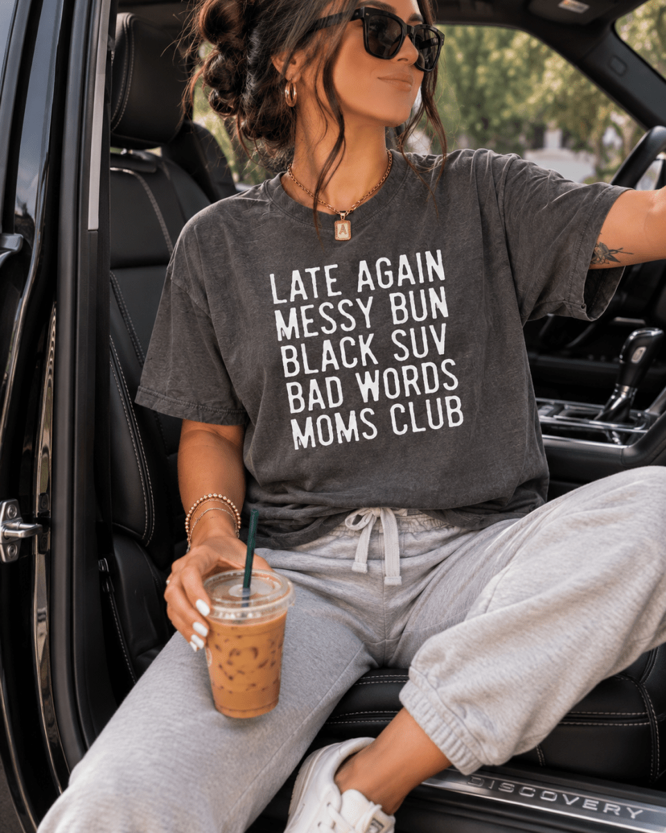 Messy Bun Black SUV Mom Shirt | The Bevel Label | T-Shirt | Messy Bun Black SUV Mom Shirt | The Bevel Label