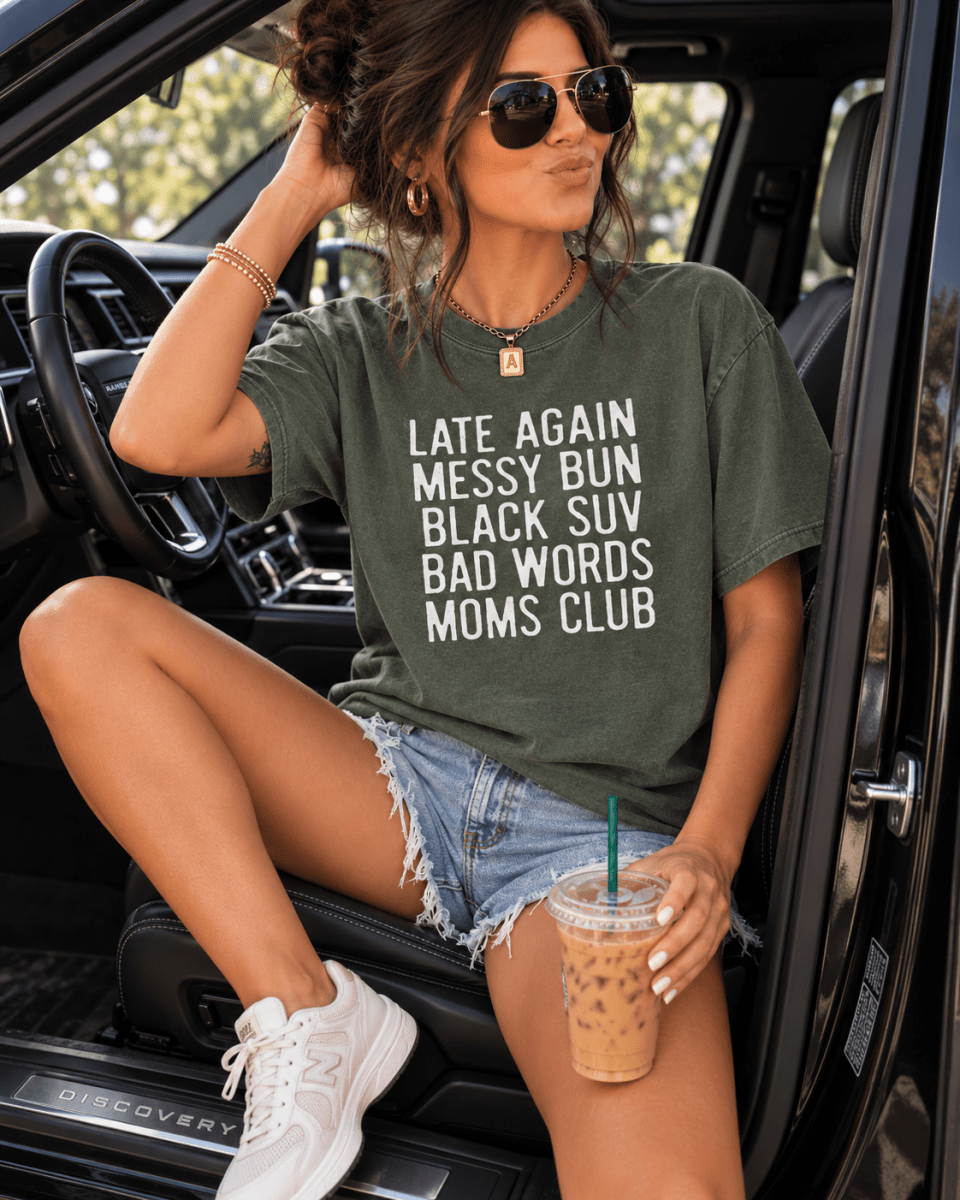 Messy Bun Black SUV Mom Shirt | The Bevel Label | T-Shirt | Messy Bun Black SUV Mom Shirt | The Bevel Label