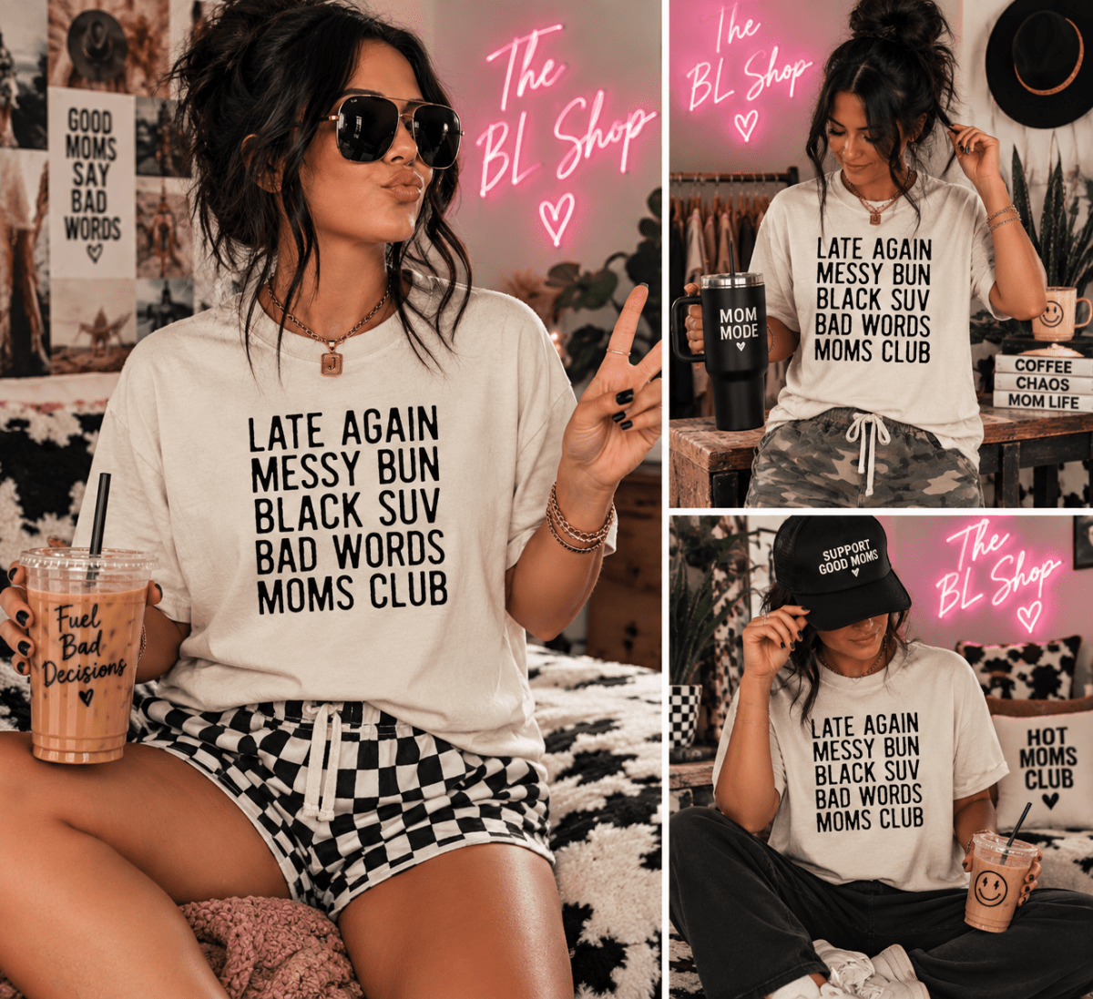 Messy Bun Black SUV Mom Shirt | The Bevel Label | T-Shirt | Messy Bun Black SUV Mom Shirt | The Bevel Label