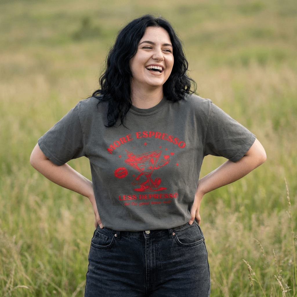 More Espresso Less Depresso Tee | Sunday Funday Girls Time Graphic T-Shirt | T-Shirt | More Espresso Less Depresso Tee | Sunday Funday Girls Time Graphic T-Shirt