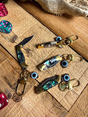 Outlaw Protection Keychain – Mini Knife + Evil Eye Charm | Keychains | Outlaw Protection Keychain – Mini Knife + Evil Eye Charm