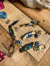 Outlaw Protection Keychain – Mini Knife + Evil Eye Charm