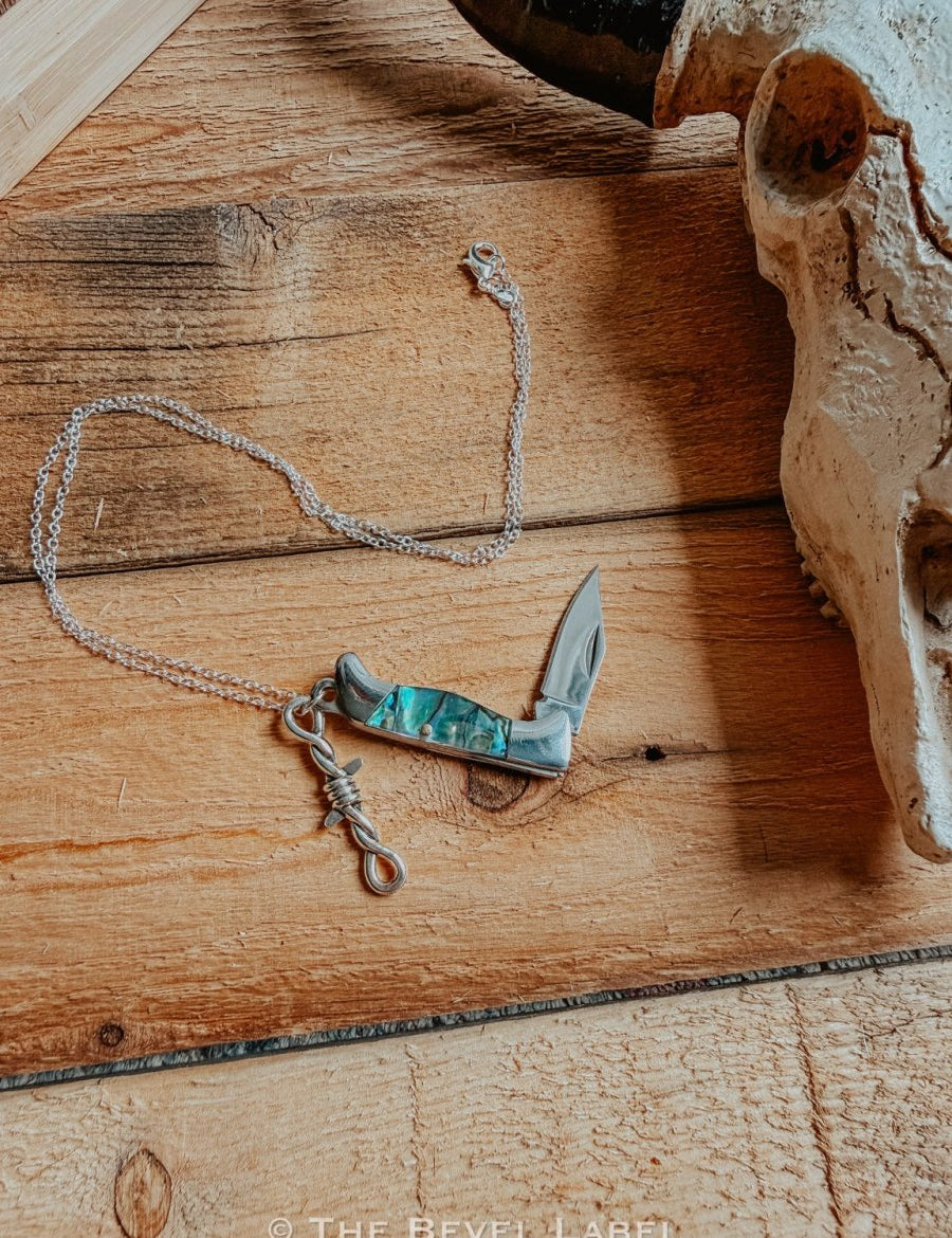 Outlaw Protection Necklace – Sterling Silver Barbed Wire Knife Pendant | necklace | Outlaw Protection Necklace – Sterling Silver Barbed Wire Knife Pendant