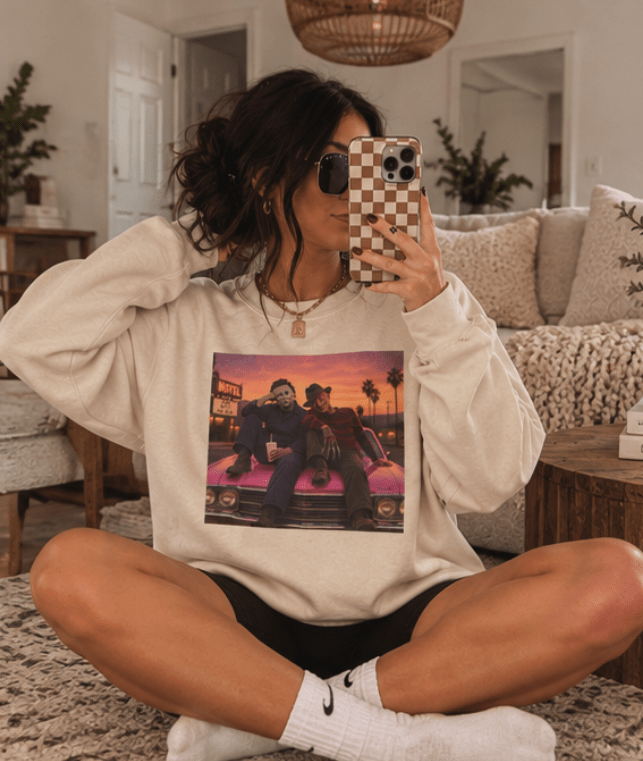 Retro Horror Show Sweatshirt | Vintage Slasher Graphic Crewneck | Halloween Horror Movie Sweatshirt | Cream Oversized Graphic Pullover | Sweatshirt | Retro Horror Show Sweatshirt | Vintage Slasher Graphic Crewneck | Halloween Horror Movie Sweatshirt | Cream Oversized Graphic Pullover