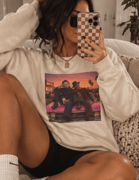 Retro Horror Show Sweatshirt | Vintage Slasher Graphic Crewneck | Halloween Horror Movie Sweatshirt | Cream Oversized Graphic Pullover | Sweatshirt | Retro Horror Show Sweatshirt | Vintage Slasher Graphic Crewneck | Halloween Horror Movie Sweatshirt | Cream Oversized Graphic Pullover