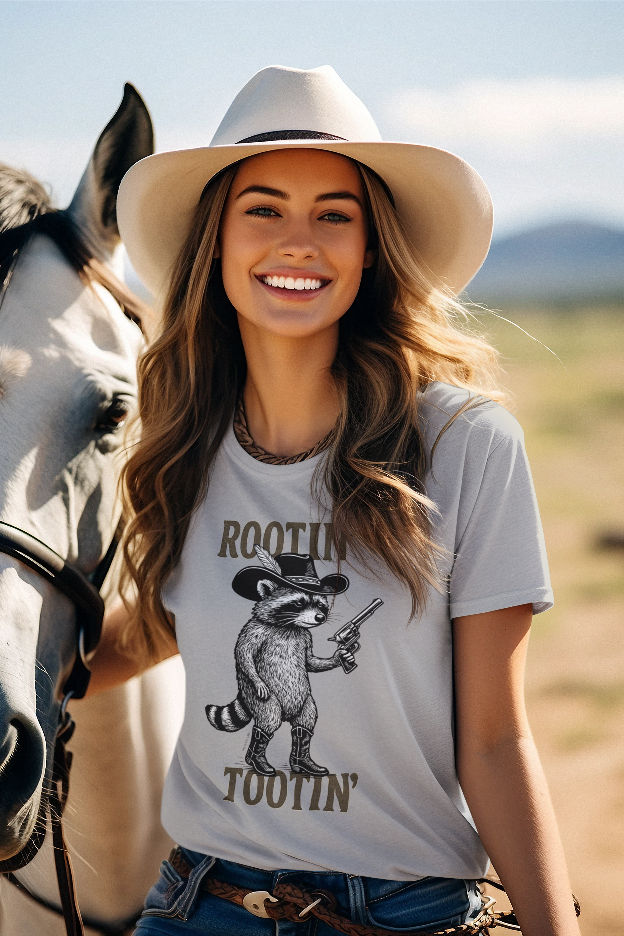 round-neck-t-shirt-mockup-of-a-cheerful-ai-created-woman-in-a-western-themed-setting-m36681.png
