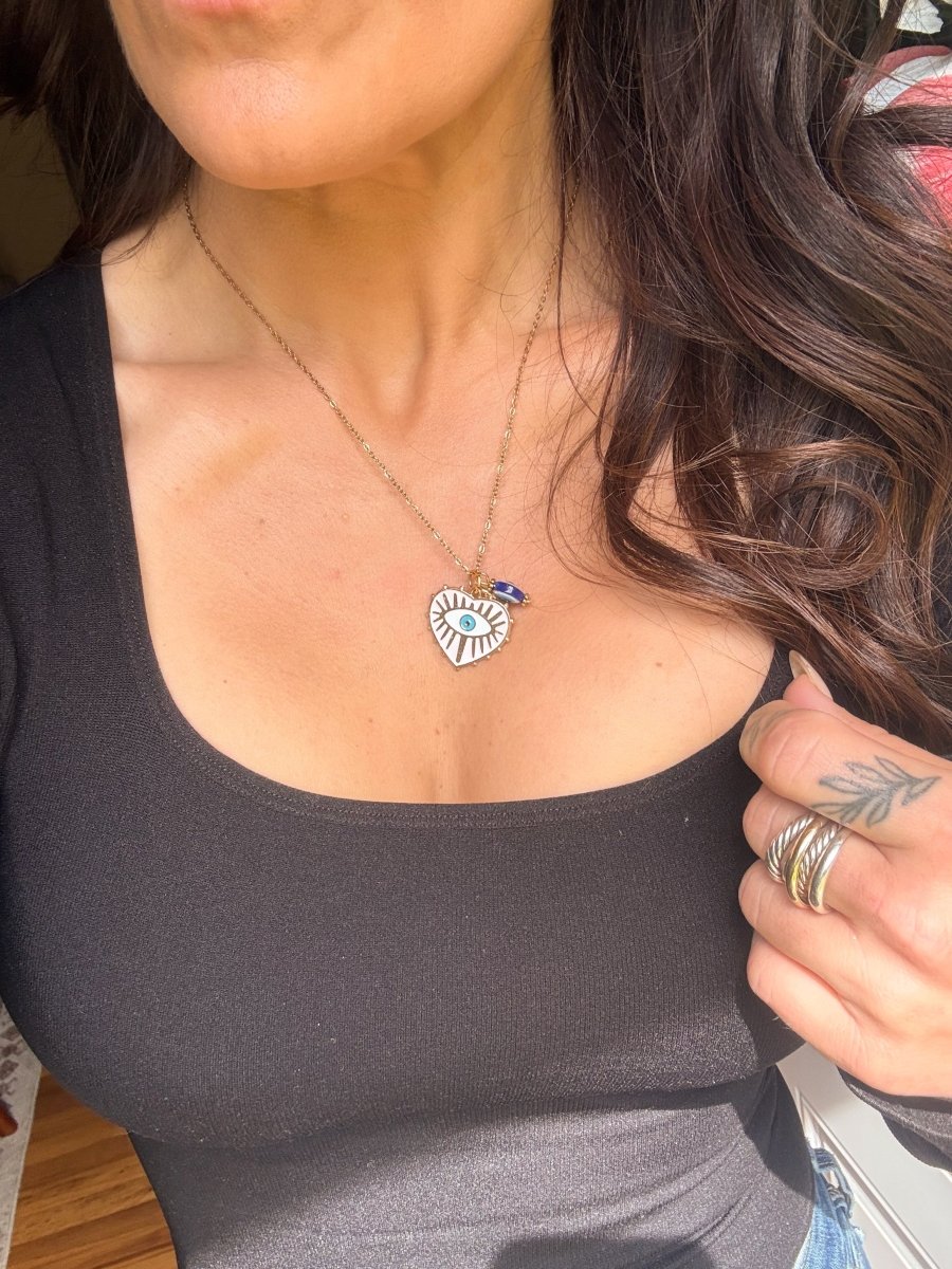 Sacred Heart Eye Protection Necklace – Gold Evil Eye Pendant | necklace | Sacred Heart Eye Protection Necklace – Gold Evil Eye Pendant