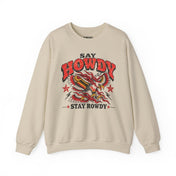 Say Howdy Stay Rowdy Western Graphic Sweatshirt – Bone - Sweatshirt