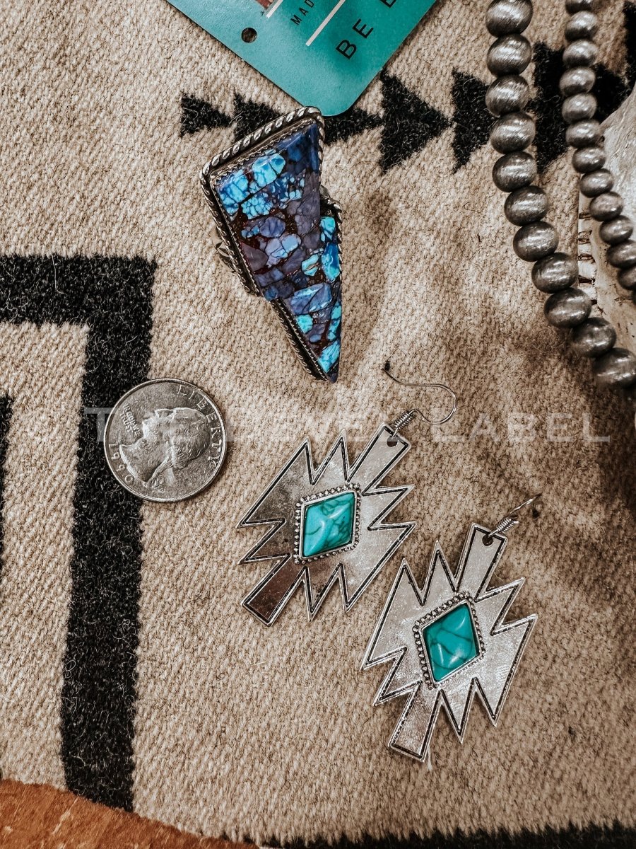 Turquoise Southwestern Aztec Earrings - jewerly