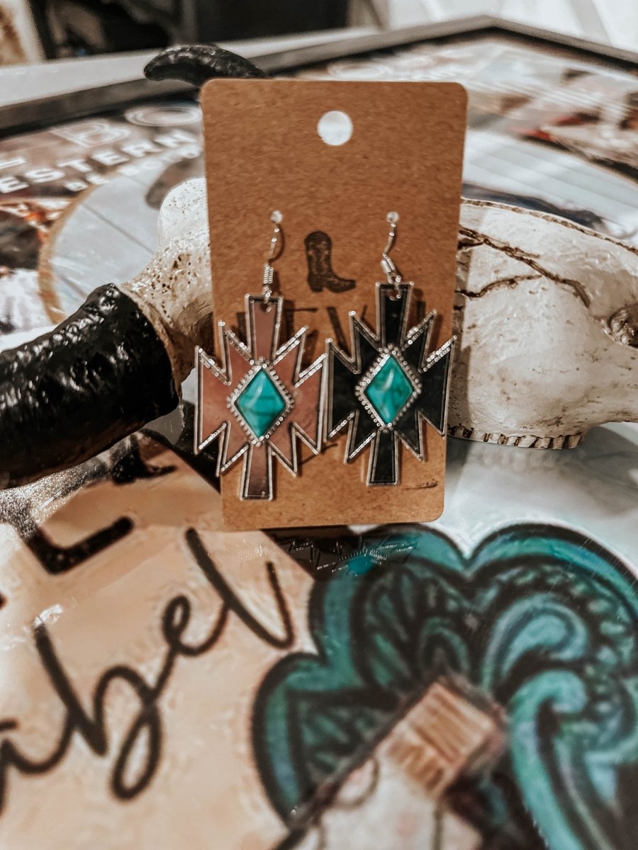 Turquoise Southwestern Aztec Earrings - jewerly