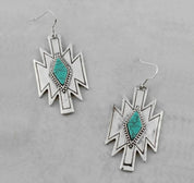 Turquoise Southwestern Aztec Earrings - jewerly