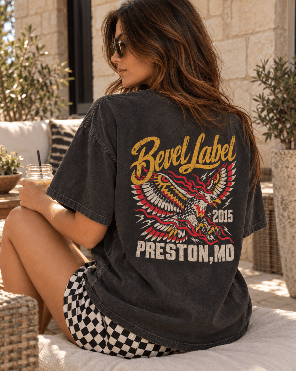 Vintage Eagle Graphic Tee | Bevel Label Black Back Print Shirt - T-Shirt