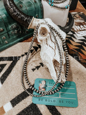 Western Pearl Layered Mini Necklace | necklace | Western Pearl 2 Layered Shorty Cowgirl Necklace for Women, Daily Wear and Casual Navajo Inspired Necklace