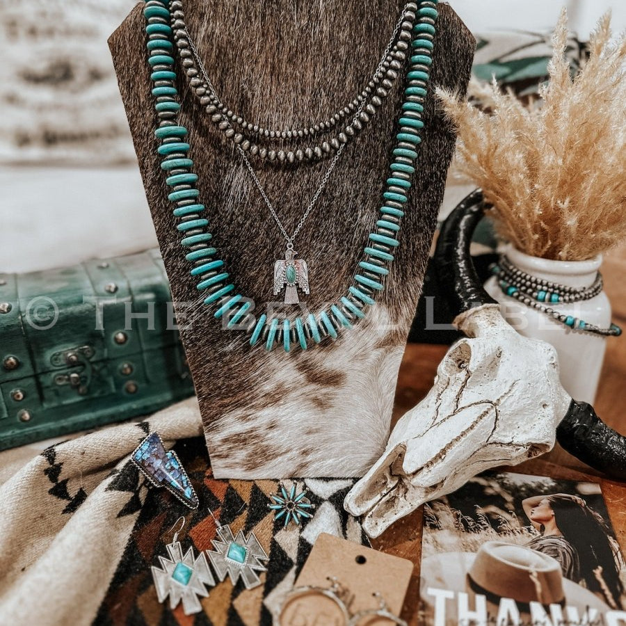 Western Pearl Layered Mini Necklace | necklace | Western Pearl 2 Layered Shorty Cowgirl Necklace for Women, Daily Wear and Casual Navajo Inspired Necklace