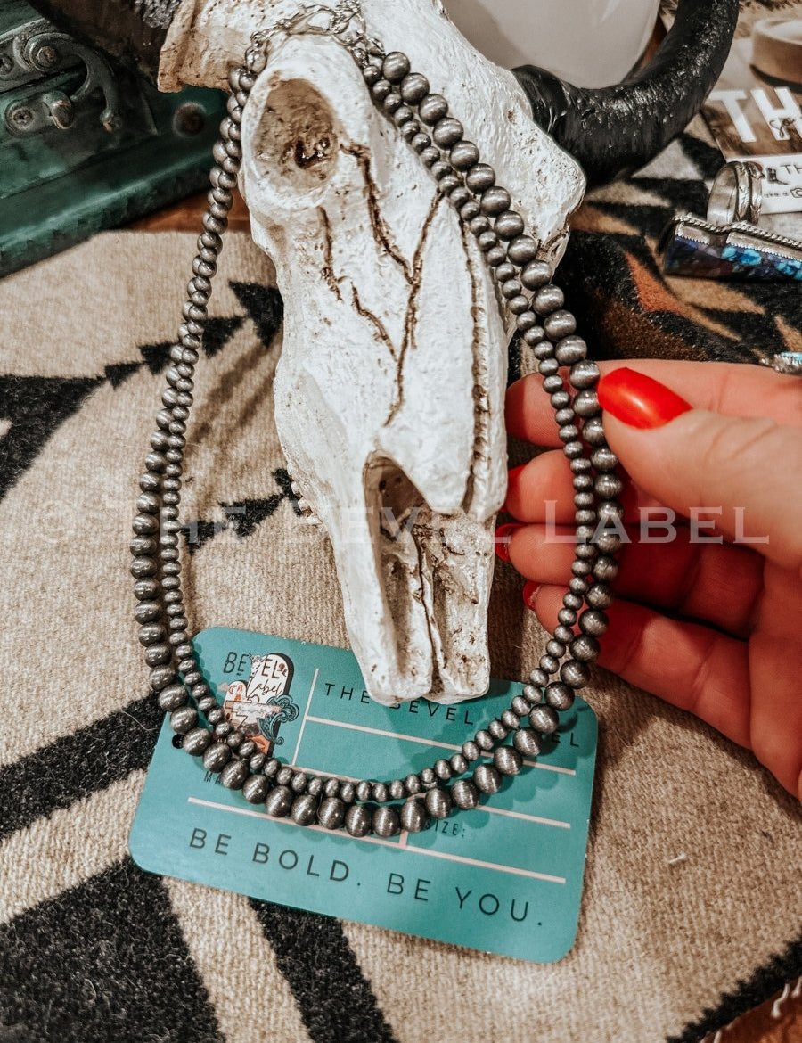 Western Pearl Layered Mini Necklace | necklace | Western Pearl 2 Layered Shorty Cowgirl Necklace for Women, Daily Wear and Casual Navajo Inspired Necklace