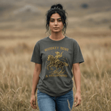 "Whiskey Bent & Hellbound" Women's Western Graphic Tee — Vintage Cowboy Rider T-Shirt