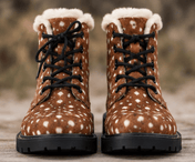 Women's Fur and Leather Boots - Shoes