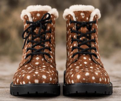 Women's Fur and Leather Boots - Shoes