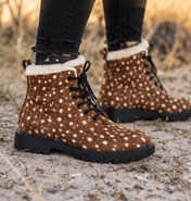 Women's Fur and Leather Boots - Shoes