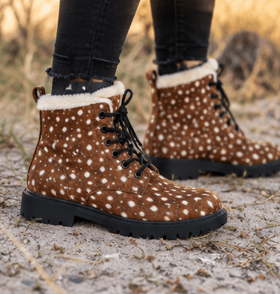 Women's Fur and Leather Boots - Shoes