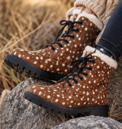 Women's Fur and Leather Boots - Shoes