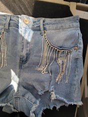 Aldean's Denim Rhinestone Shorts | denim shorts |