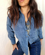Blue Corduroy Shacket | button down |