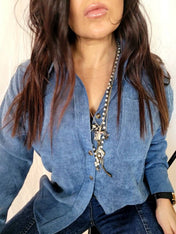 Blue Corduroy Shacket | button down | Blue Corduroy Shacket - Western Boho Chic Boutique