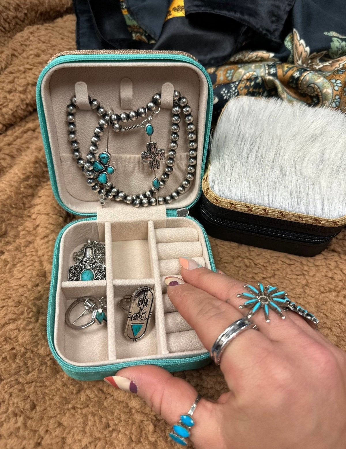 Cowhide Jewelry Organizer Travel Case - jewelry holder