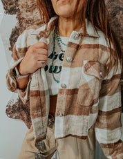 Cropped Slater Brown Shacket | shacket | Cropped Slater Brown Shacket