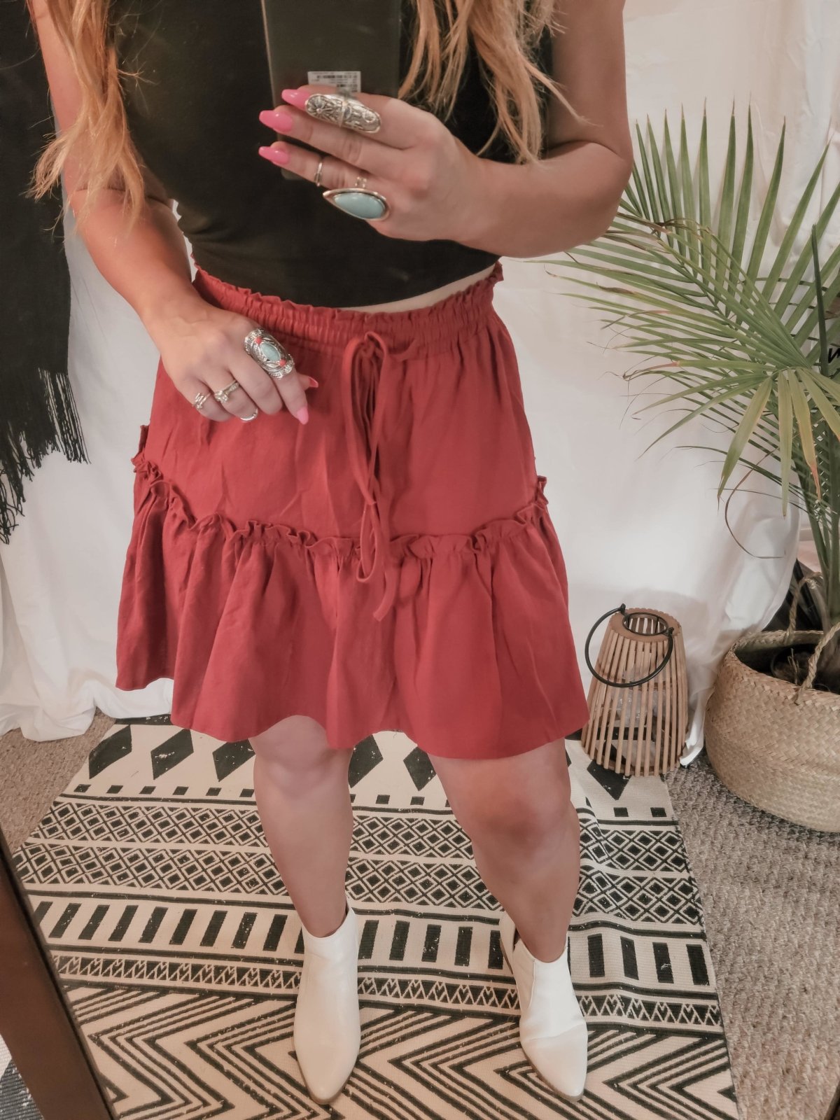 Don't Tempt Me Red Ruffle Skirt - ladies skirt