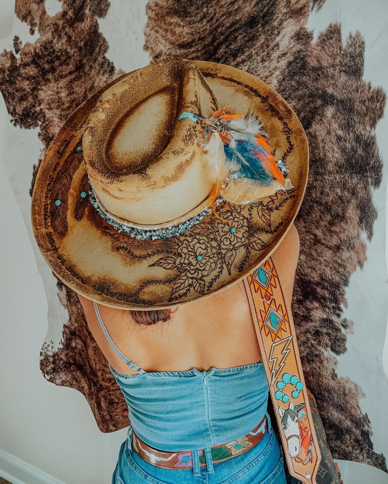 Feathered Indians Distressed Western Hat - fedora