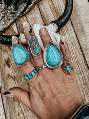 Geometric Turquoise Stone Ring | ring | Geometric Turquoise Stone Ring - Western Boho Chic Boutique