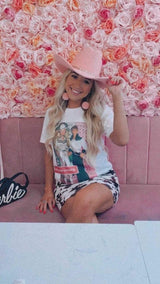 "Cowgirl Gone Country" Barbie Western Graphic Tee — Oversized Country Concert & Rodeo Shirt