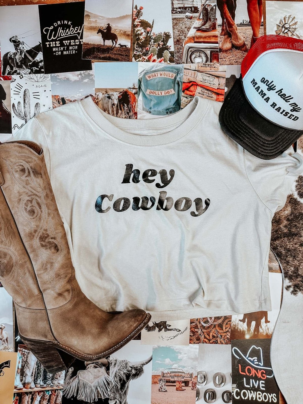 Hey Cowboy Crop Top - Shirts & Tops