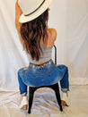 High Raise Distressed Jeans - distressed denim