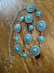 Abby Turquoise Western Chain Belt | concho belt | Abby Turquoise Western Chain Belt - Western Boho Chic Boutique