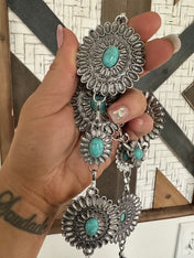Abby Turquoise Western Chain Belt | concho belt | Abby Turquoise Western Chain Belt - Western Boho Chic Boutique