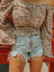 Miley Floral Off Shoulder Top - Size Large | Shirts & Tops |
