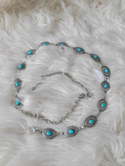 Mini Conch Turquoise Chain Belt | concho belt | Mini Conch Turquoise Chain Belt - Western Boho Chic Boutique