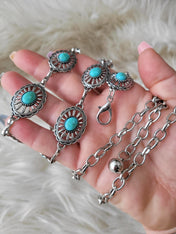 Mini Conch Turquoise Chain Belt | concho belt | Mini Conch Turquoise Chain Belt - Western Boho Chic Boutique