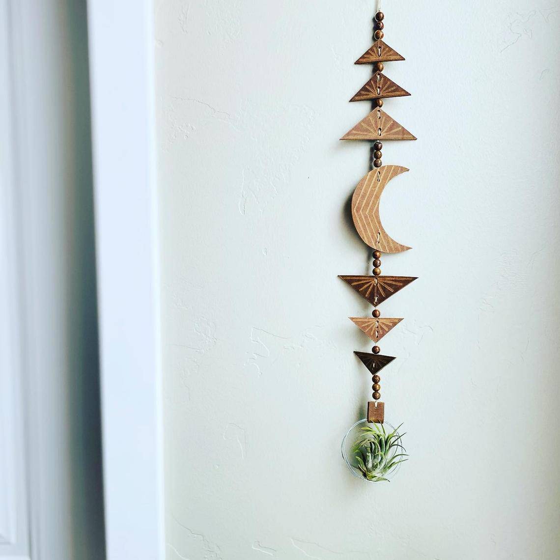 Moon Child Macrame Wall Decor - leather wall hanging
