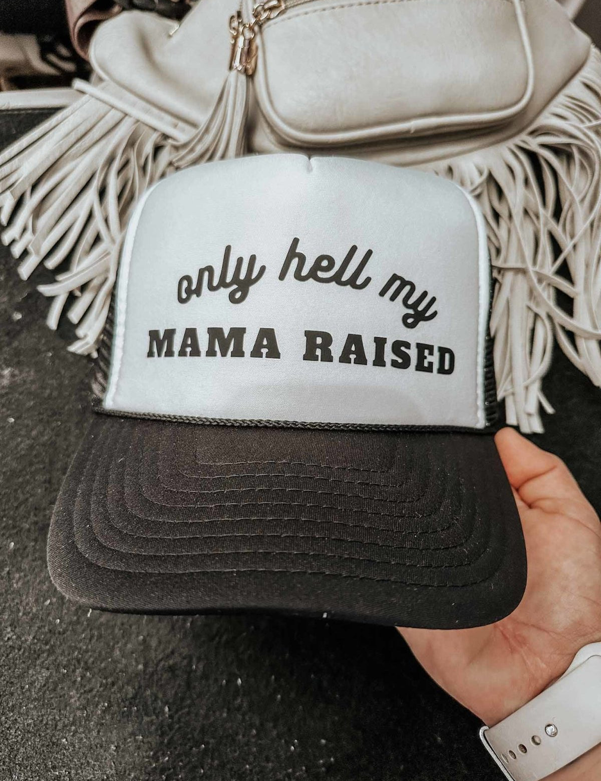 Only Hell My Mama Raised Hat | trucker hat |