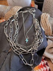 Century Multi - Layered Paperclip Silver Necklace | necklace | Century Multi - Layered Paperclip Silver Necklace - Western Boho Chic Boutique